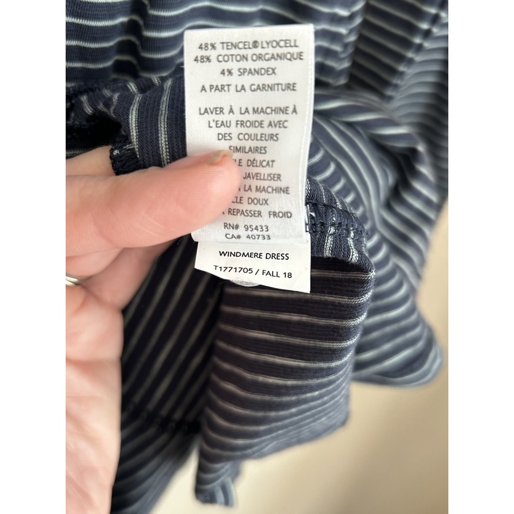 Toad & Co Windmere Dress S Striped Blue Organic Cotton Long Sleeve Casual - Picture 6 of 6
